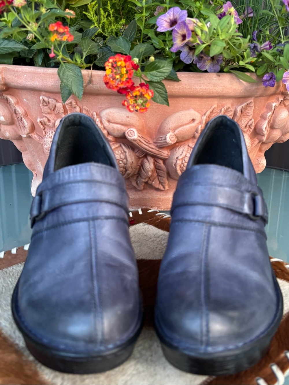 Born Platform Blue Leather Shoes EUC